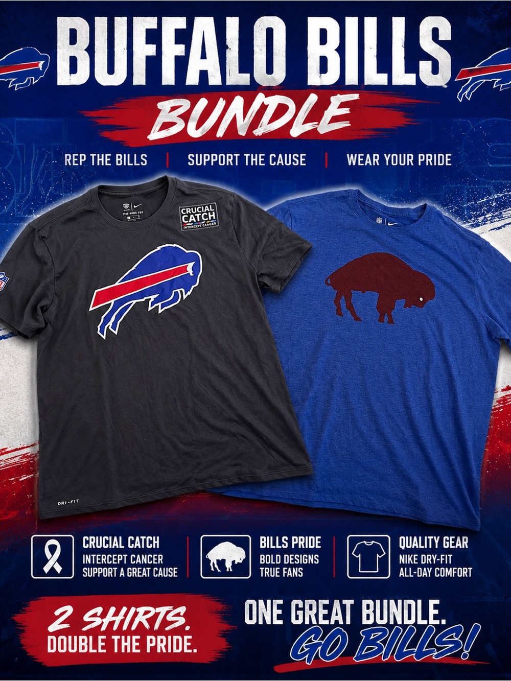 Nike Buffalo Bills T-Shirt Bundle — Blue & Black